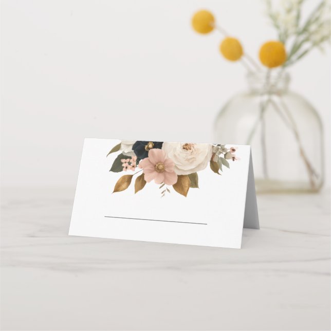 Elegant Floral Personalized Wedding  Place Card (Front)