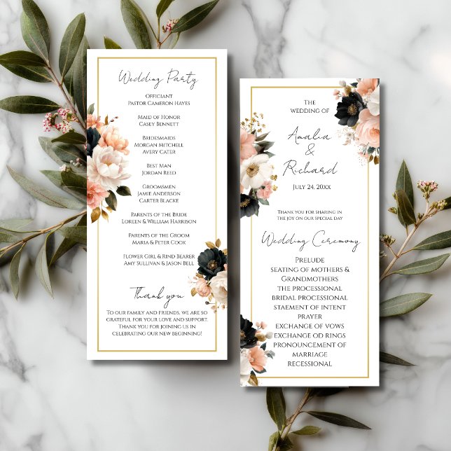 Elegant Floral Personalized Wedding Program (Creator Uploaded)