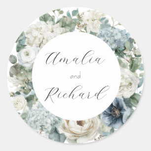 Elegant Floral Personalized Wedding Sticker