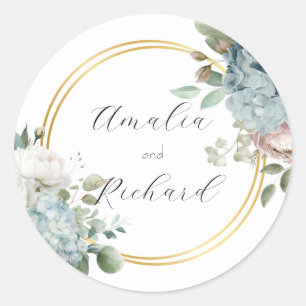 Elegant Floral Personalized Wedding Sticker