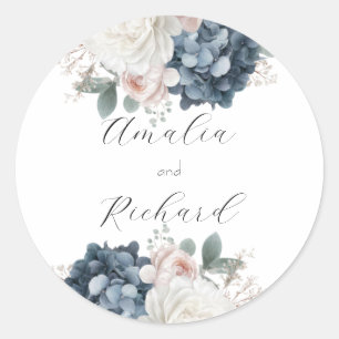 Elegant Floral Personalized Wedding Sticker
