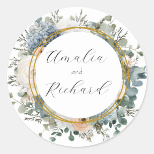 Elegant Floral Personalized Wedding Sticker