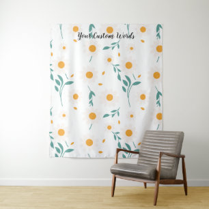 Elegant Floral Personalized Words Tapestry