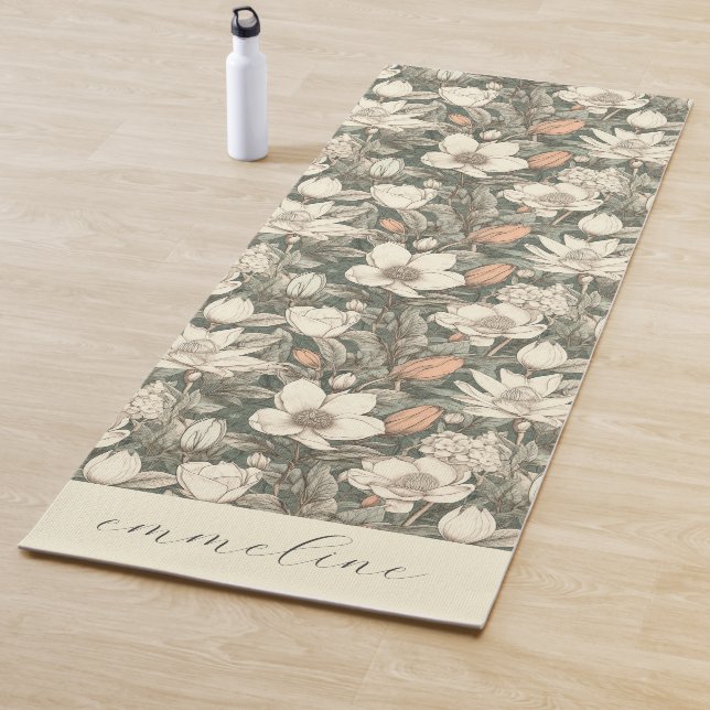 Elegant Floral Personalized  Yoga Mat (In Situ)