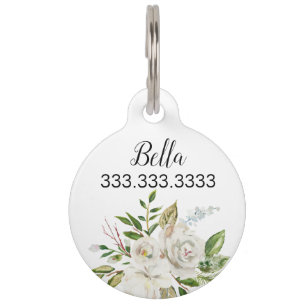 Elegant Floral Pet ID Tag
