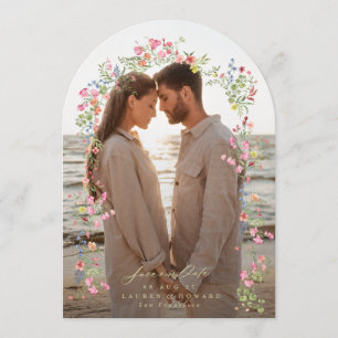 elegant floral photo arch save the date wedding invitation