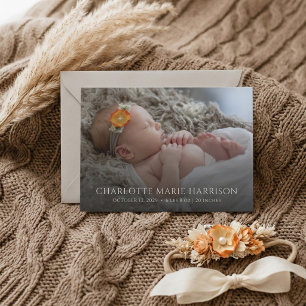 Elegant Floral Photo Birth Announcement