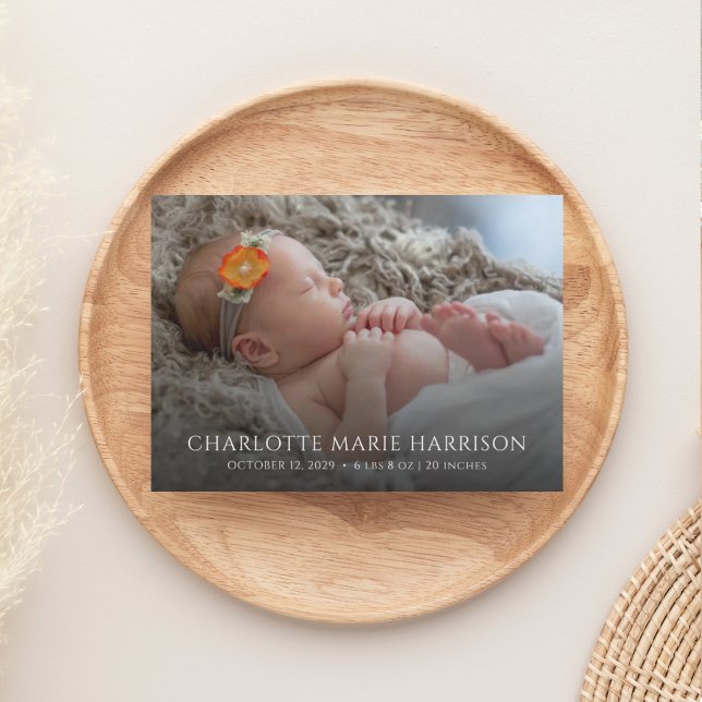 Elegant Floral Photo Birth Announcement (Creator Uploaded)