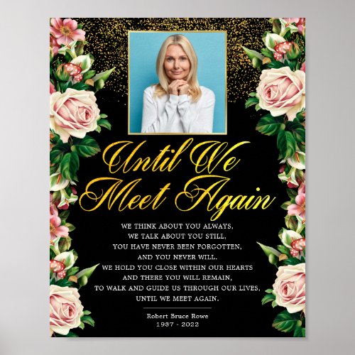 Elegant Floral Photo Elegant Funeral Poem Sign
