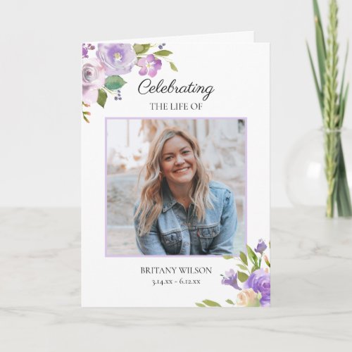 Elegant Floral Photo Funeral Memorial