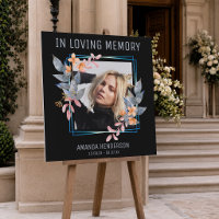 Elegant floral Photo Funeral Memorial Welcome