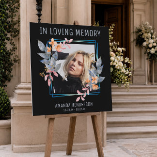 Elegant floral Photo Funeral Memorial Welcome Foam Board