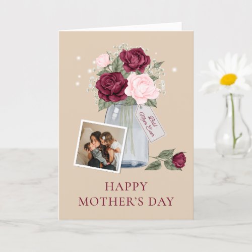 Elegant Floral Photo Happy Mothers Day Card