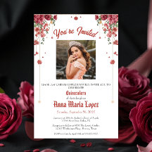 Elegant Floral Photo Mis Quince Quinceañera 15th