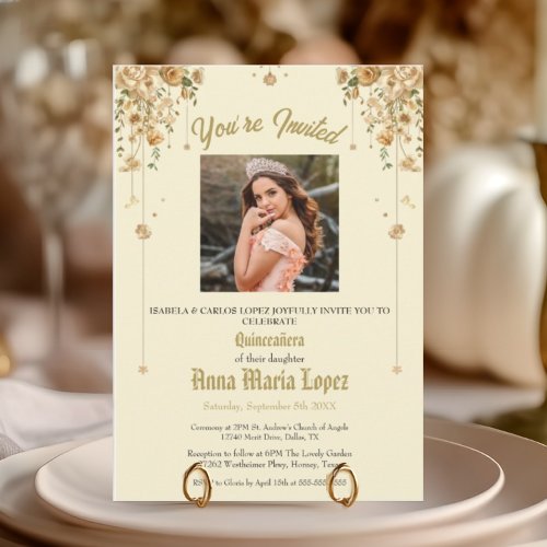 Elegant Floral Photo Mis Quince Quinceañera 15th Acrylic Invitations