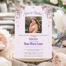 Elegant Floral Photo Mis Quince Quinceañera 15th