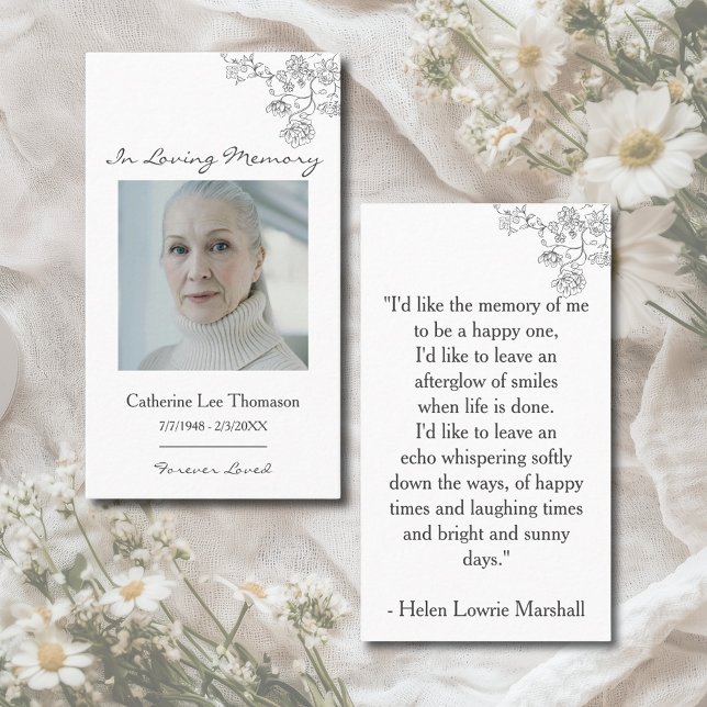 Elegant Floral Photo Prayer Card (Elegant Floral Photo Prayer Card
)