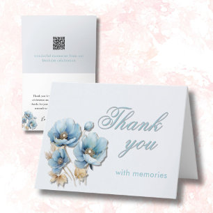 Elegant Floral Photo QR Link Any Year Birthday  Letterpress Thank You Card