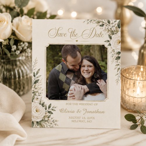 Elegant Floral Photo Save the Date