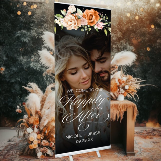 Elegant Floral Photo Wedding  Retractable Banner (Creator Uploaded)
