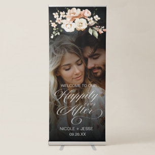 Elegant Floral Photo Wedding Retractable Banner