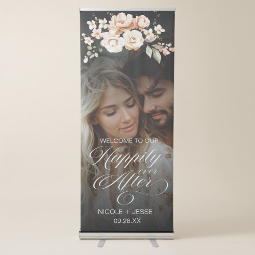 Elegant Floral Photo Wedding  Retractable Banner