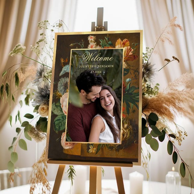 Elegant Floral Photo Wedding Welcome Acrylic Sign (Creator Uploaded)