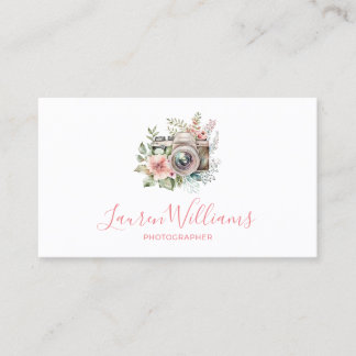 Elegant Floral Photography Camera Business Card