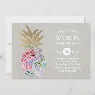 Elegant Floral Pineapple Family Reunion Invitation