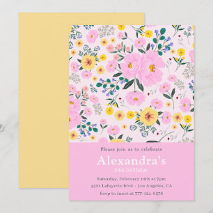 Elegant Floral Pink 81st birthday Invitation