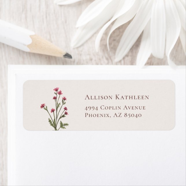 Elegant Floral Pink Bridal Shower Address Label (Insitu)