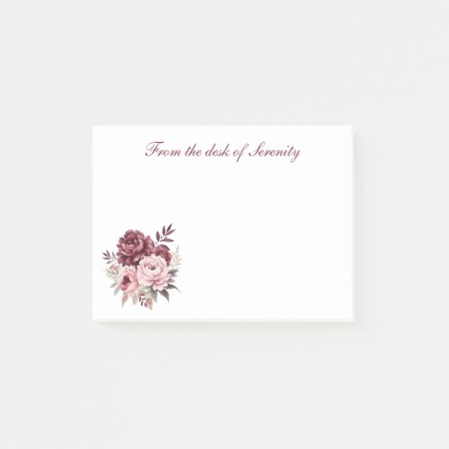 Elegant Floral Pink Burgundy Watercolor Peonies Post_it Notes