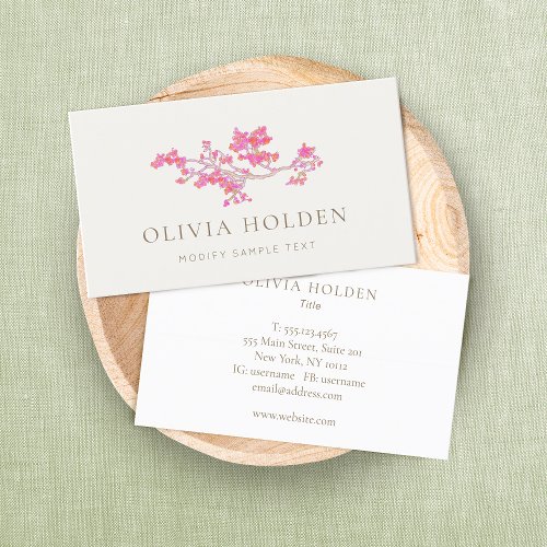 Elegant Floral Pink Cherry Blossom  Business Card