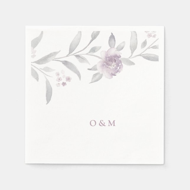 Elegant floral pink Chinoiserie Wedding monogram Napkins (Front)