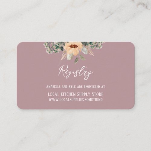 Elegant floral pink Gift Registry information card