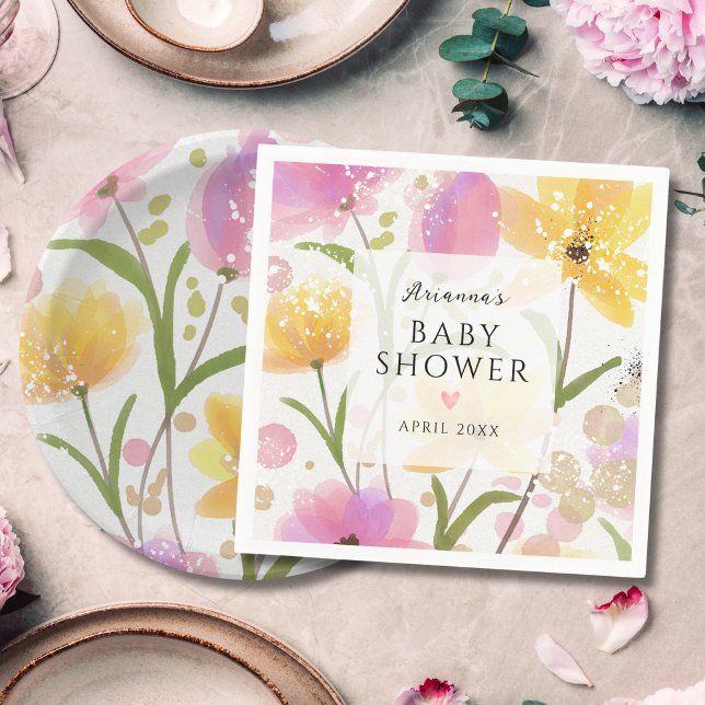 Elegant Floral Pink Girl Baby Shower Napkins (Creator Uploaded)