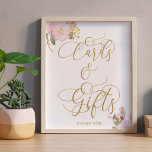 Elegant Floral Pink Gold Cards and Gifts Sign<br><div class="desc">Elegant Cards and Gifts Sign with pink and gold floral design and beautiful calligraphy. This feminine watercolor design has pink and gold flowers with a dash of greenery. It features elegant hand lettering and typography in gold, with "Cards & Gifts" hand lettered in swirly calligraphy. Please browse my store for...</div>