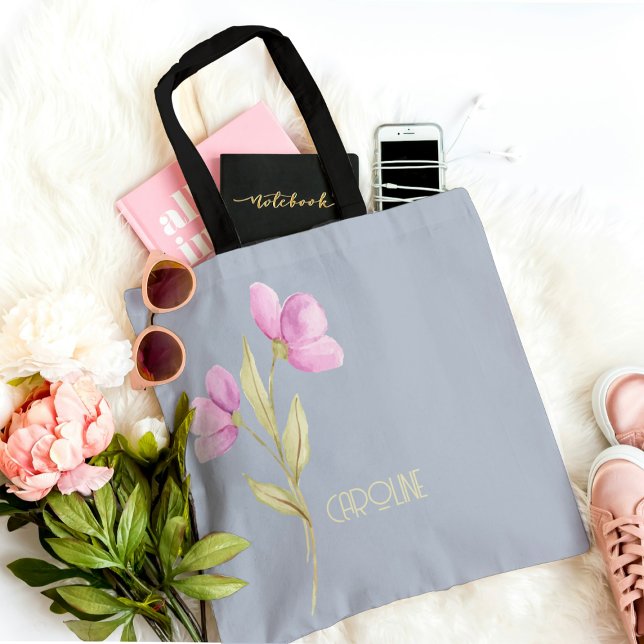  Elegant Floral Pink Green Boho Cute  Tote Bag (Creator Uploaded)