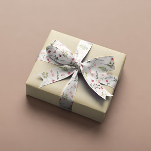 Elegant Floral Pink & Green Bridal Shower Satin Ribbon