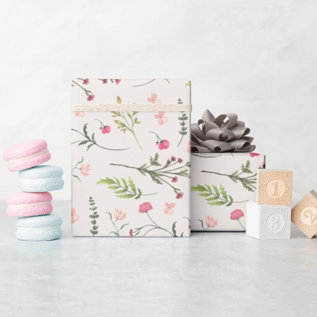 Elegant Floral Pink & Green Bridal Shower  Wrapping Paper (Baby Shower)