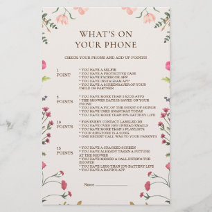 Elegant Floral Pink Green What's on The Phone Game