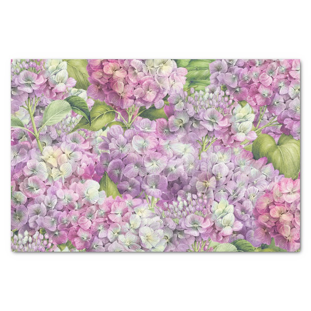 Elegant Floral Pink Hydrangea Pattern Decoupage Tissue Paper Zazzle