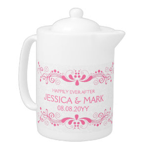 Elegant Floral Pink Lace Teapot