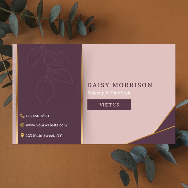 Elegant Floral Pink Makeup Artist Hair Salon Business Card (Creator Uploaded)