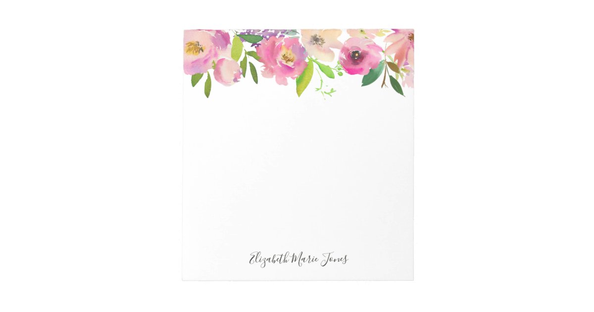 Elegant Floral Pink Pastel Watercolor Peony Notepad | Zazzle