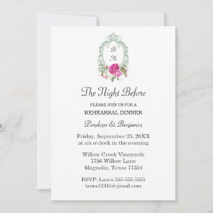 Elegant Floral Pink Peony Monogram Wedding Invitation