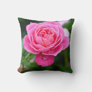 Elegant Floral Pink Rose Garden Accent Pillow