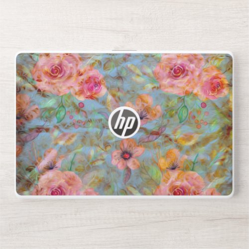 Elegant Floral Pink Rose Pattern   HP Laptop Skin