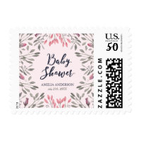 Elegant Floral Pink Roses Baby Shower Postage