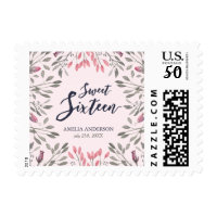 Elegant Floral Pink Roses Sweet 16 Birthday Postage